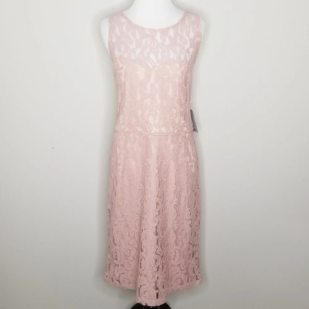 NWT Marina Blush Pink Lace Formal Dress 12